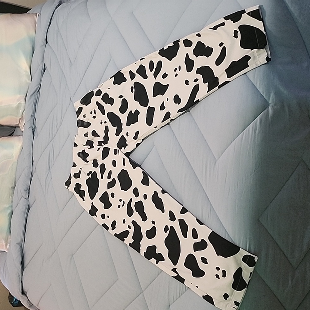 Cow Print Cookman Elastic Pull On Pants